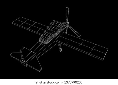 Plane Abstract polygonal wireframe airplane. Travel aircraft, tourism and vacation concept. Wireframe low poly mesh vector illustration