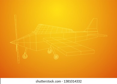 Plane Abstract polygonal wireframe airplane. Travel aircraft, tourism and vacation concept. Wireframe low poly mesh vector illustration