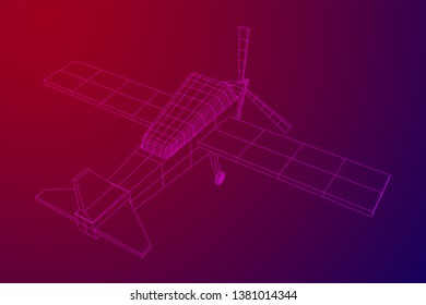 Plane Abstract polygonal wireframe airplane. Travel aircraft, tourism and vacation concept. Wireframe low poly mesh vector illustration
