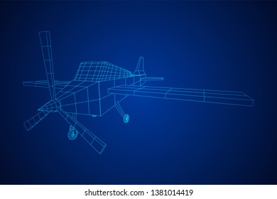 Plane Abstract polygonal wireframe airplane. Travel aircraft, tourism and vacation concept. Wireframe low poly mesh vector illustration