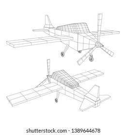 Plane Abstract polygonal wireframe airplane. Travel aircraft, tourism and vacation concept. Wireframe low poly mesh vector illustration