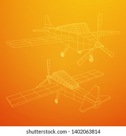 Plane Abstract polygonal wireframe airplane. Travel aircraft, tourism and vacation concept. Wireframe low poly mesh vector illustration
