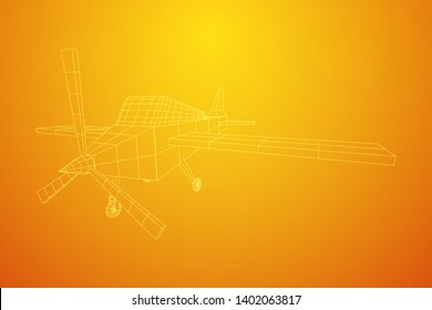 Plane Abstract polygonal wireframe airplane. Travel aircraft, tourism and vacation concept. Wireframe low poly mesh vector illustration