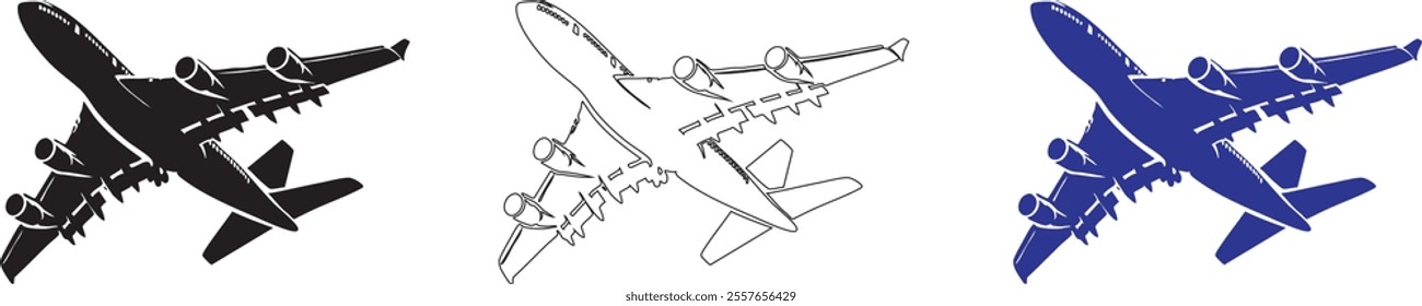 Plane, aeroplane silhouette, vector airplane sign and symbol, Flight transport symbol, Travel sign
