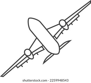 Plane air flight icon. Linear airplane symbol