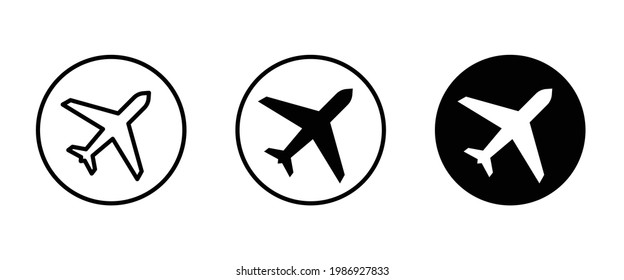 Plane, aircraft, Airplane travel, air plane flight icons button, vector, sign, symbol, logo, illustration, editable stroke, flat design style isolated on white linear pictogram