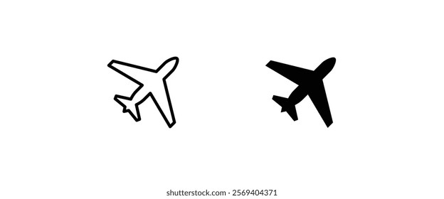 Plane, aircraft, Airplane travel, air plane flight icons button, vector, sign, symbol, logo, illustration, editable stroke, flat design style isolated on white linear pictogram