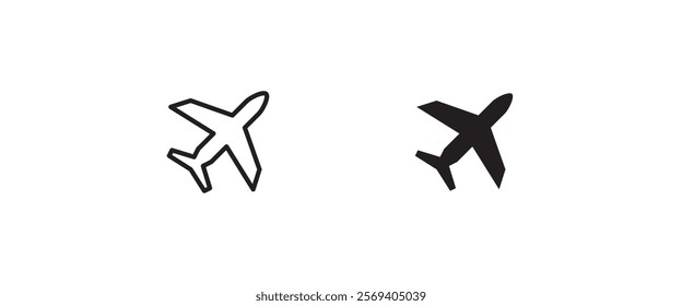 Plane, aircraft, Airplane travel, air plane flight icons button, vector, sign, symbol, logo, illustration, editable stroke, flat design style isolated on white linear pictogram