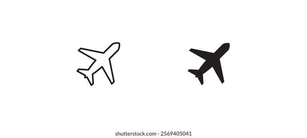 Plane, aircraft, Airplane travel, air plane flight icons button, vector, sign, symbol, logo, illustration, editable stroke, flat design style isolated on white linear pictogram