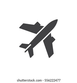 Plane, aircraft icon vector, filled flat sign, solid pictogram isolated on white. Airport symbol, logo illustration