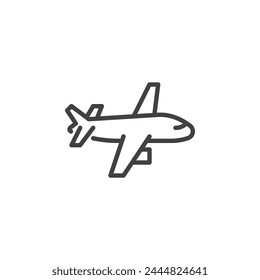 Avión, icono de línea de avión. signo de estilo lineal para concepto móvil y Diseño web. Icono de Vector de contorno de avión. Símbolo de viaje aéreo, ilustración de logotipo. Vector gráfico