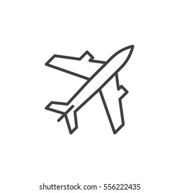 Plane, Aircraft Line Icon, Outline Vector Sign, Linear Pictogram Isolated On White. Airport Symbol, Logo Illustration