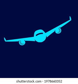 Plane aircraft line pop art potrait logo colorful design with dark background. Abstract vector illustration. Isolated black background for t-shirt, poster, clothing, merch, apparel, badge design