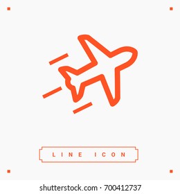 icono de vector de línea de avión
