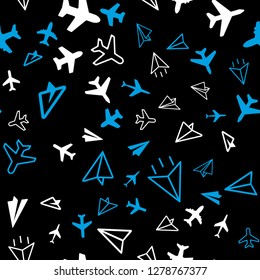 Plane, aircraft Travel concept. Seamless vector EPS 10 pattern