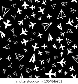 Plane Aircraft Travel concept. Seamless vector EPS 10 pattern