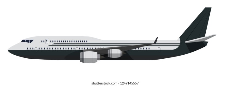 Plane airliner flat vector illusttartion isolated on white background.