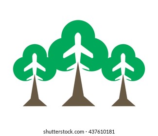 plane airplane airways airline airport silhouette tree plant image icon vector