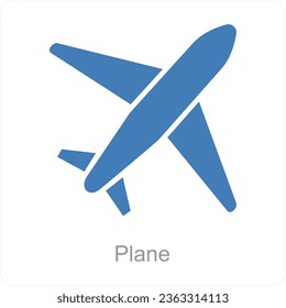 Concepto de icono de avión y avión