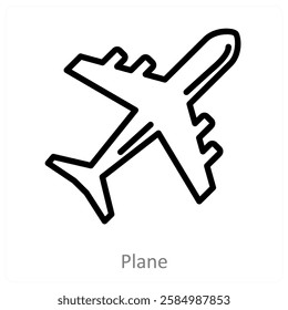 Plane and airplane icon concept