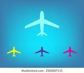 Plane, airplane icon. Flat design.