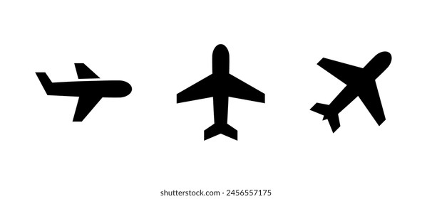 Plane, airplane icon set in generic style. Aircraft, flight sign symbol