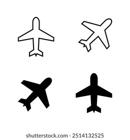 Plane, airplane icon set in generic style. Flight transport sign symbol