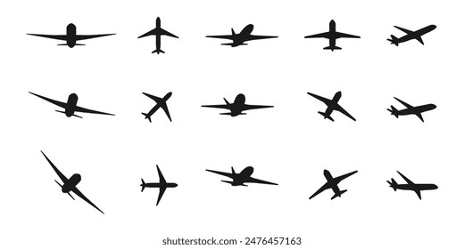 Conjunto de iconos de avión o avión. Ilustración vectorial aislada sobre fondo blanco.