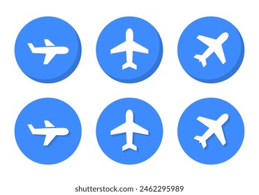 Plane, airplane icon with shadow. Flight concept