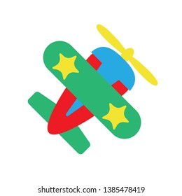 Plane airplane for kids, flat vector illustration isolated