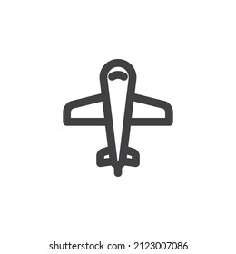 Plane, airplane line icon. linear style sign for mobile concept and web design. Airplane top view outline vector icon. Symbol, logo illustration. Vector graphics