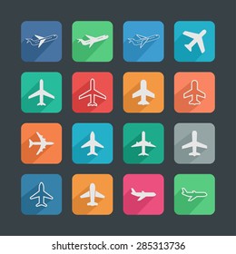plane airplane ship icon set