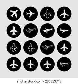 plane airplane ship icon set