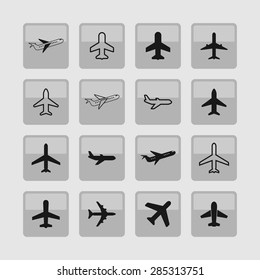 plane airplane ship icon set