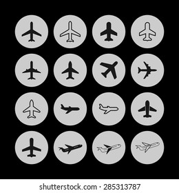 plane airplane ship icon set