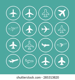 plane airplane ship icon set