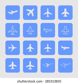 plane airplane ship icon set