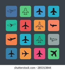 plane airplane ship icon set