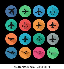 plane airplane ship icon set