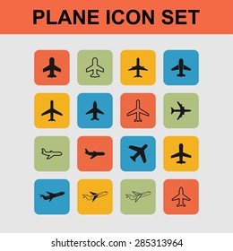 plane airplane ship icon set