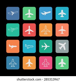 plane airplane ship icon set