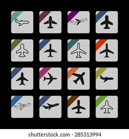 plane airplane ship icon set