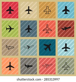 plane airplane ship icon set