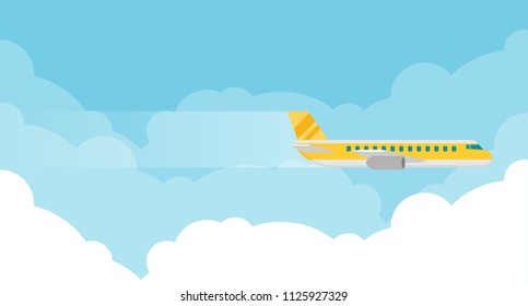 Plane or airplane in the sky vector illustration in flat style