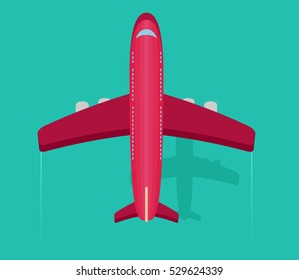 Plane or airplane in the sky vector illustration in flat style