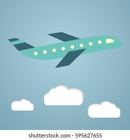 Plane or airplane in the sky vector illustration in flat style