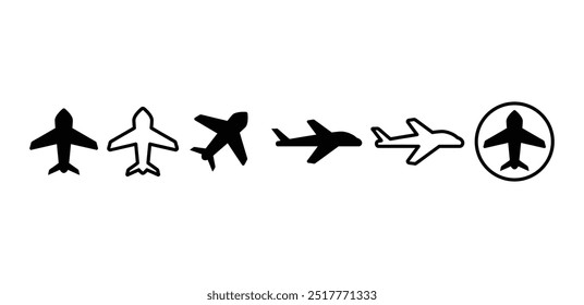 plane airplane transport icon symbol sign vector design black white color simple illustration collection 