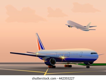 plane at the airport before take-off