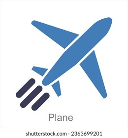 Concepto de icono de avión y aeropuerto