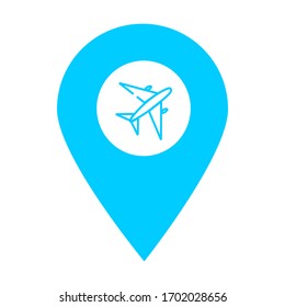Plane, airport location map pin pointer icon. Element of map point for mobile concept and web apps. Icon for website design and app development. Premium travel icon sign